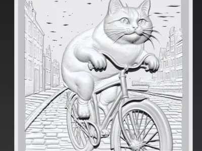 Cat Riding a Bike A46 3D print model purchase