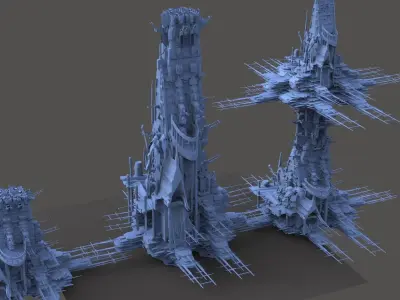 Tribal City Island towers  3D model