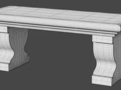 Stone Bench Low-poly 3D model