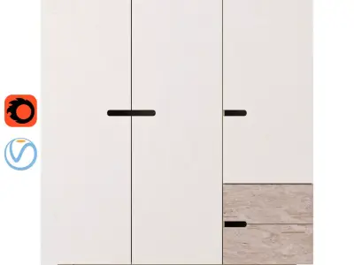 Wardrobe HUH 3 doors Radis 3D model
