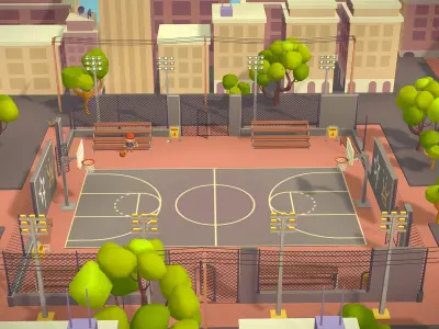 Basketball playground game asset lowpoly city stylized Low-poly 3D model