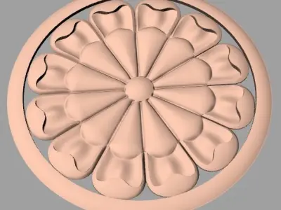 Furniture decoration round flower 3D STL model for CNC E898 3D model