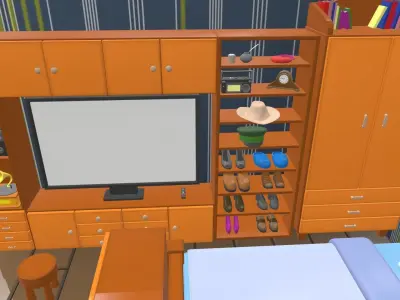 Isometric cartoon bedroom 02 3D model