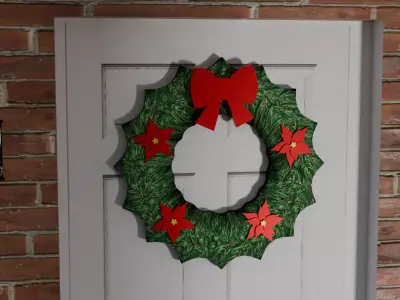 Front Door Christmas Wreath Low-poly 3D model