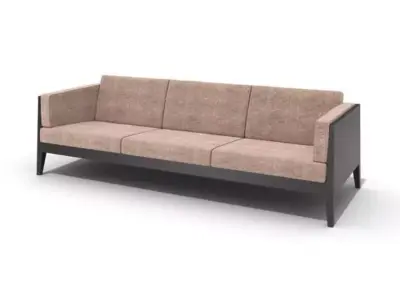 Black And Brown Fabric Couch 3D model