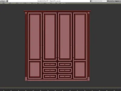 Wardrobe 3d model with doors and drawers Low-poly 3D model