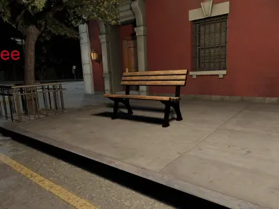 Bench Low-poly 3D model 8