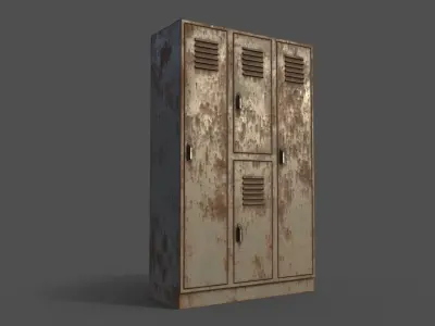 PBR School Gym Locker 05 - Pale Green Low-poly 3D model