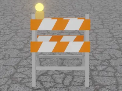 Road Closed Barrier Low-poly 3D model