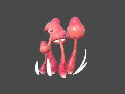 Fantasy Mushroom D03 Red - Scene Backdrop Design Low-poly 3D model