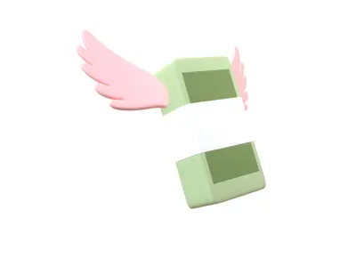 Cartoon Money With Wing V1 007 Low-poly 3D model