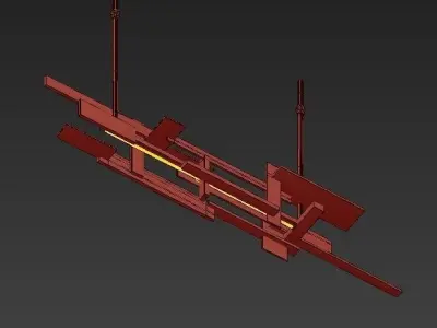 Contemporary wooden beam hanging from ceiling 3D model