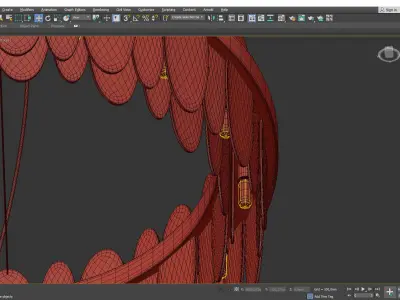 PIERRE chandelier with glass and gold metal Low-poly 3D model