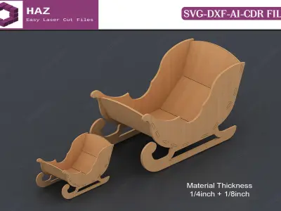 Laser Cut Santa Sleighs 126 3D print model