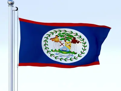 Animated Belize Flag Low-poly 3D model