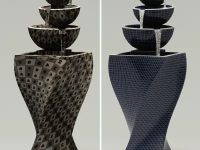 Fountain 2 water with different bowls 3D model