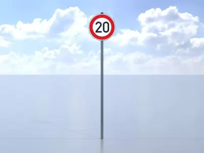 Traffic sign 274-20 Speed limit 20 km h Size-2 Low-poly 3D model