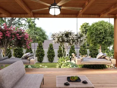  3D Exterior Scene 3D model design garden and landscape 3D model 2