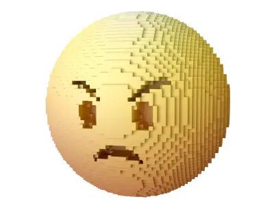 Voxel Angry Face 06 Low-poly 3D model