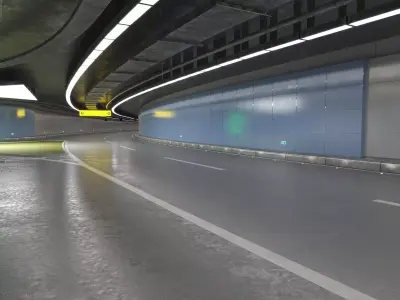 Tileable road tunnel 02 Low-poly 3D model