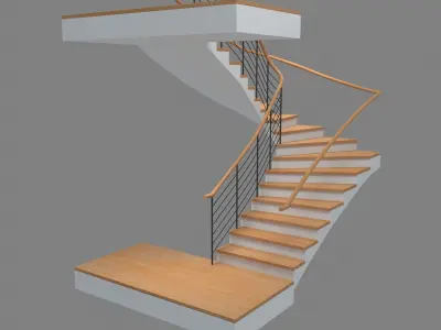U Stair For Small Areas Low-poly 3D model