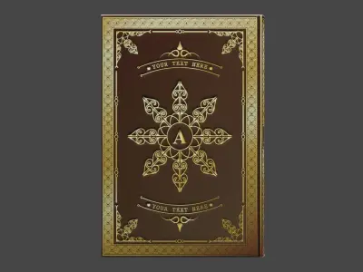 Notebook gold door with ornate design 3D model