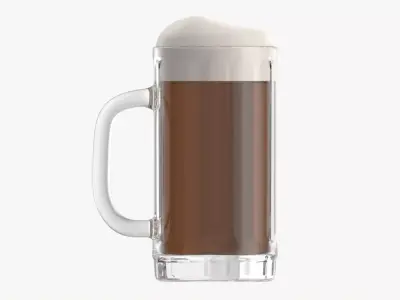 Beer mug with foam 01 3D model