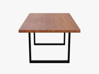 Table with wooden top and metal legs Free 3D model