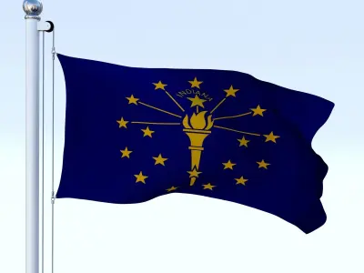 Animated Indiana Flag Low-poly 3D model