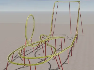 Rollercoaster 3D model Low-poly 3D model