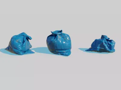 Blue Trash Bag Pack 3D model