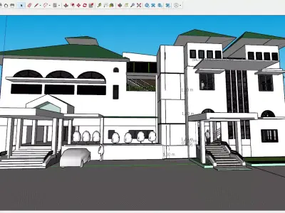 3 Storey Mosque Design 35x40m  SketchUp Only 3D model
