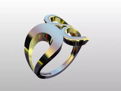 Modern Sculptural Adjustable Ring 3DM STL 3D print model shop