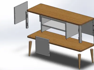 TV stand 2 white doors type Hansel Scandinavian brand 3D model