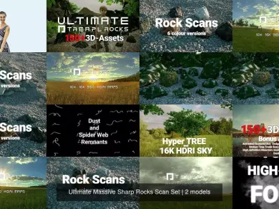 Ultimate Massive Sharp Rocks Scan Set 3D Model Pack