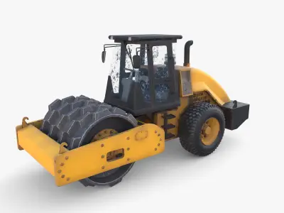 Road roller V2 Low-poly 3D model