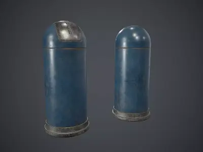 Metal Street Trash Can PBR Game Ready Low-poly 3D model