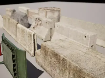  3D Barricade Pack  Optimized Models for Games Visualization Low-poly 3D model