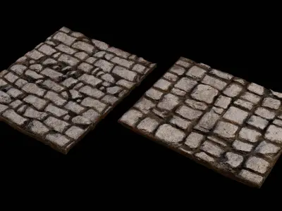 Brick Floor - Medieval Low-poly 3D model