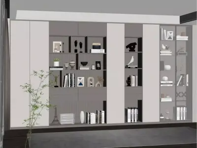 Modern Light Luxury Bookcase 3D model