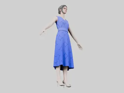 Dress 02 Very Light Blue Low-poly 3D model