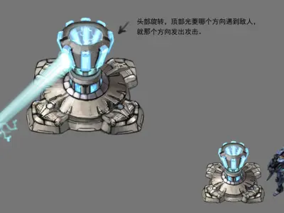 Rotating turret - electric shock type 01 3D model