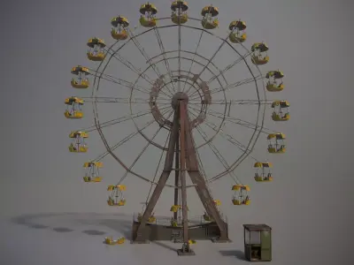 Old post-apocalypse Ferris wheel  np1 Low-poly 3D model
