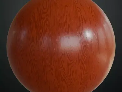 Polished Glossy Cherry Wood Surface PBR Texture