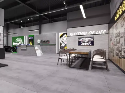 motorcycle store exhibition stand  Low-poly 3D model