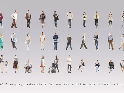 ArchViz People Street Casual 30 Realistic Pedestrian Characters 3D model