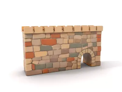 Medieval Stone Wall model pack Low-poly 3D model