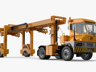  Terminal Container Carrier Truck Yellow Rigged for Maya 