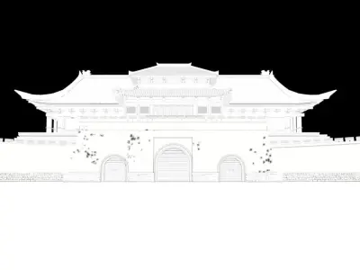 City wall  ancient city gate realistic 3D model