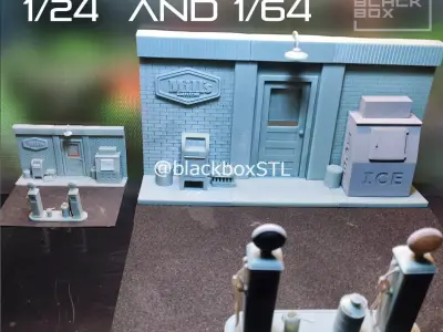 Gas Station Diorama 1-24 and 1-64th scale 3D print model 3D print model